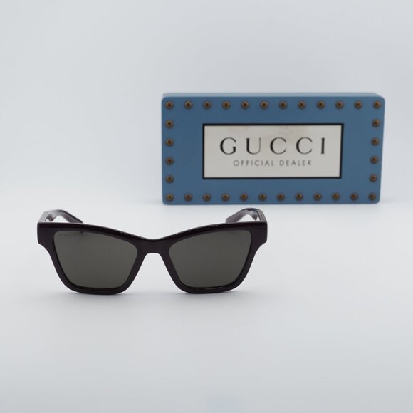 Gucci GG1982S 003 Cat Eye Sunglasses - Shiny Dark Purple\\Solid Smoke main image 7